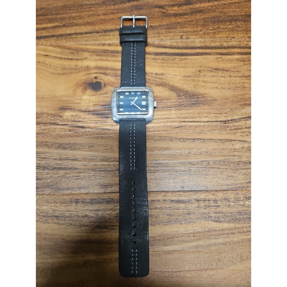 FOSSIL Quartz Watch JR-8212 Mens 50m Silver Steel Barrel Leather W/Date Works